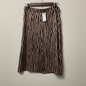 NWT Sugar Lips Women's Jetta Tiger Print Midi Skirt Sz L